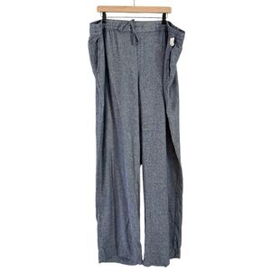 NWT Old Navy Linen‎ Wide Leg Drawstring Elastic Waist Pockets Blue Size XXL Tall
